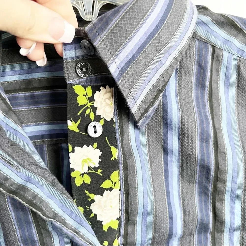 Dolce & Gabbana Y2K 2000’s Striped Floral Button Down Blouse 38 - Picture 3 of 11